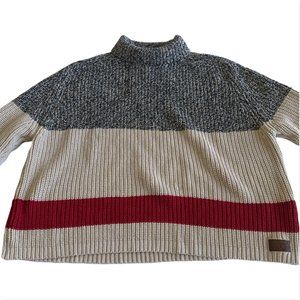 Roots Cabin XL Turtle Neck Awning Stripes Cable Knit Sweater Unisex Sweater
